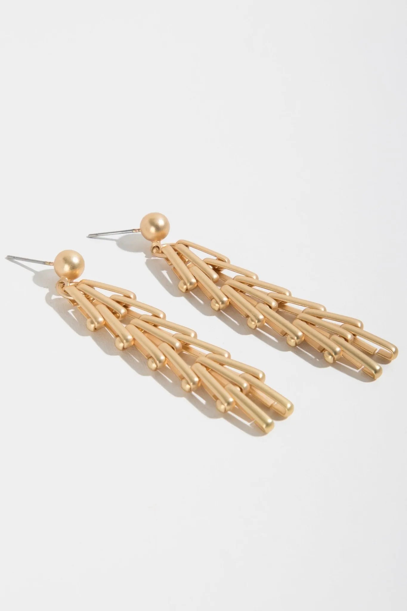 Gold Chain Cluster Dangle Earrings