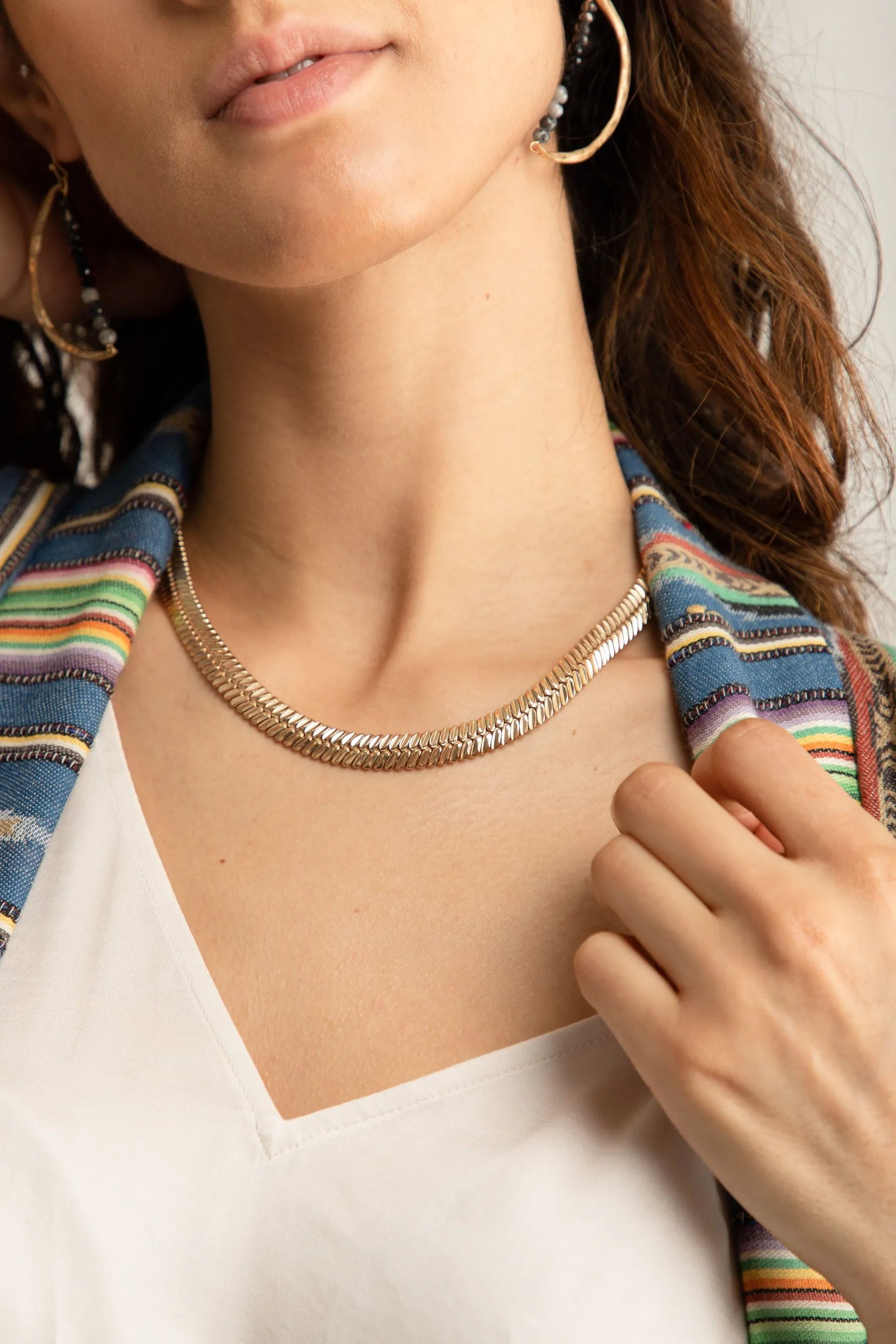 Herringbone Gold Chain Necklace