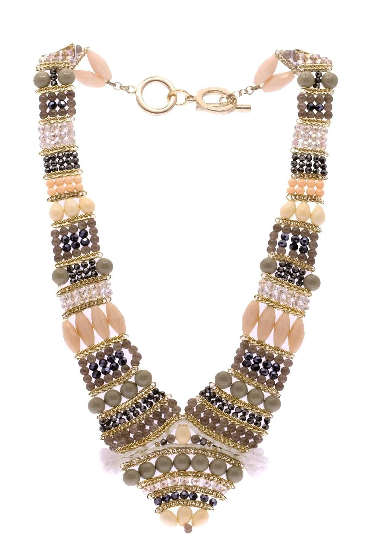 Multi Beaded Cluster Statement Necklace