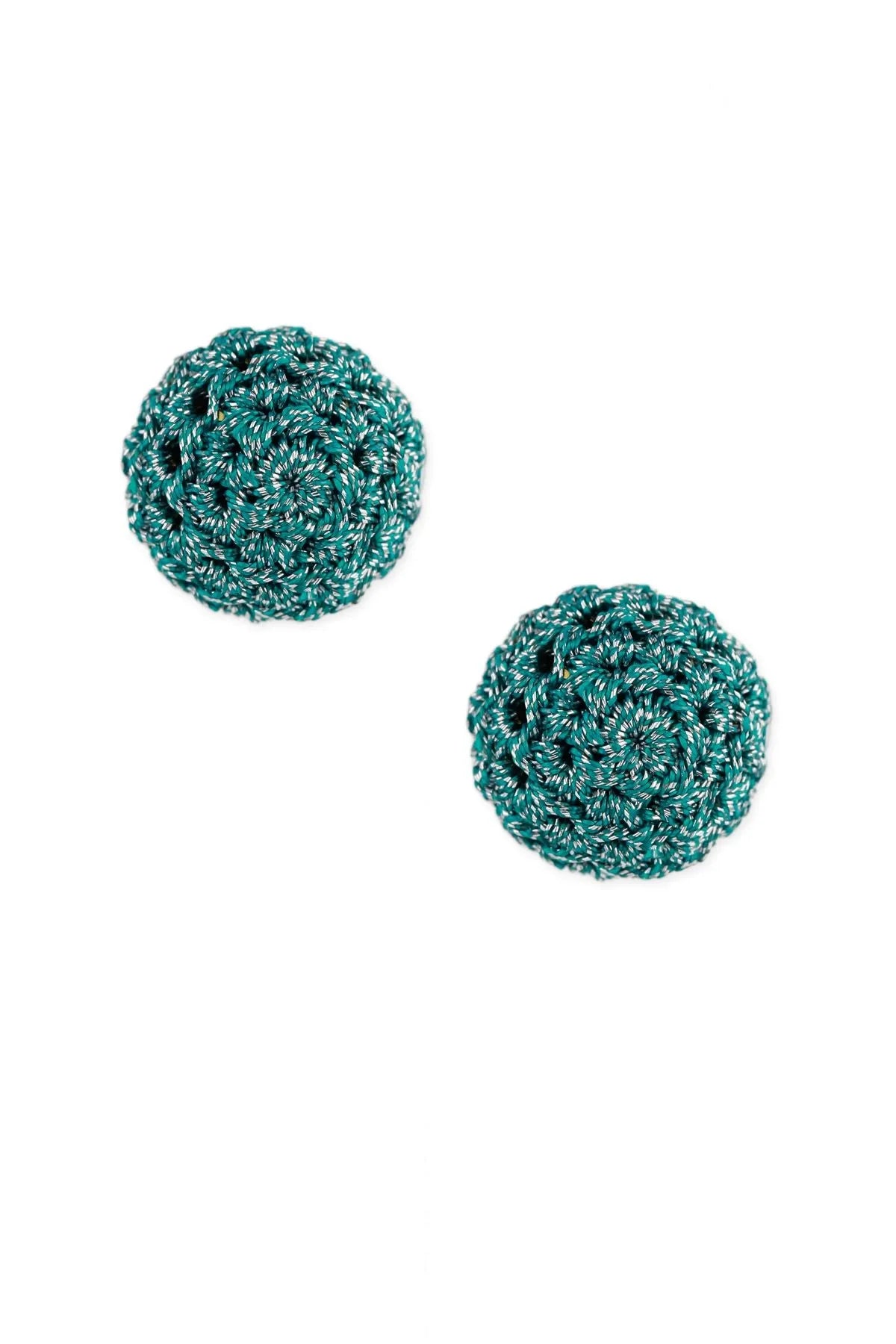 Metallic Crochet Thread Cluster Stud Earrings