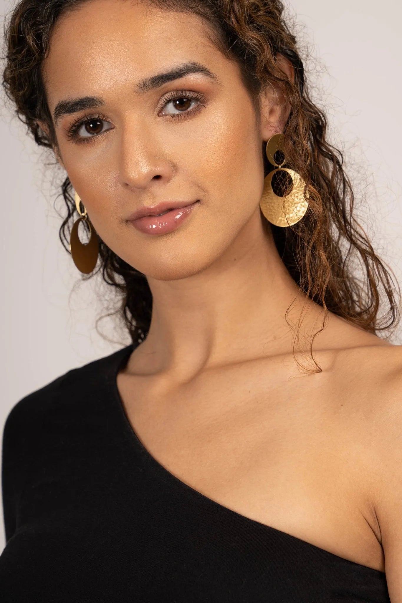 Hammered Metal Crescent Hoop Earrings