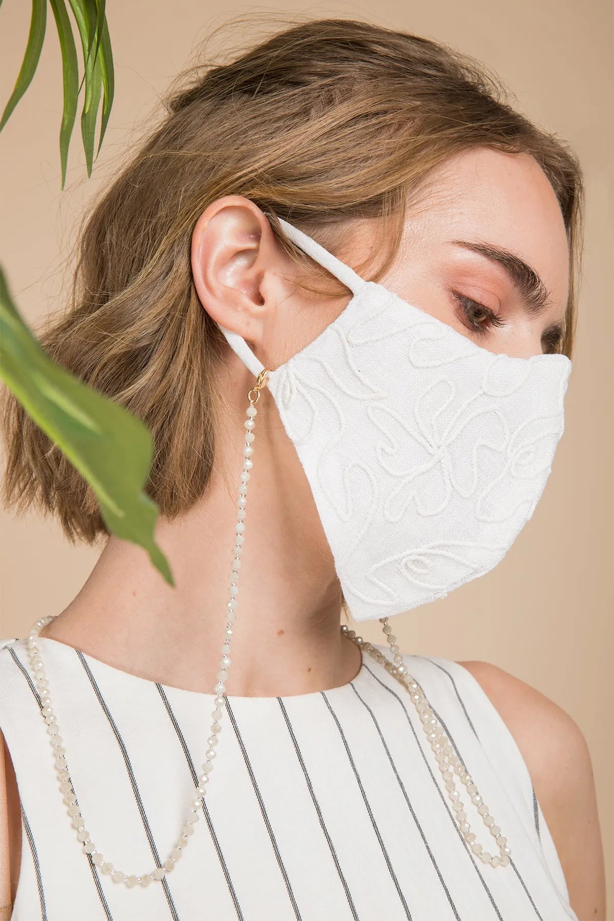 Linen Embroidered Mask