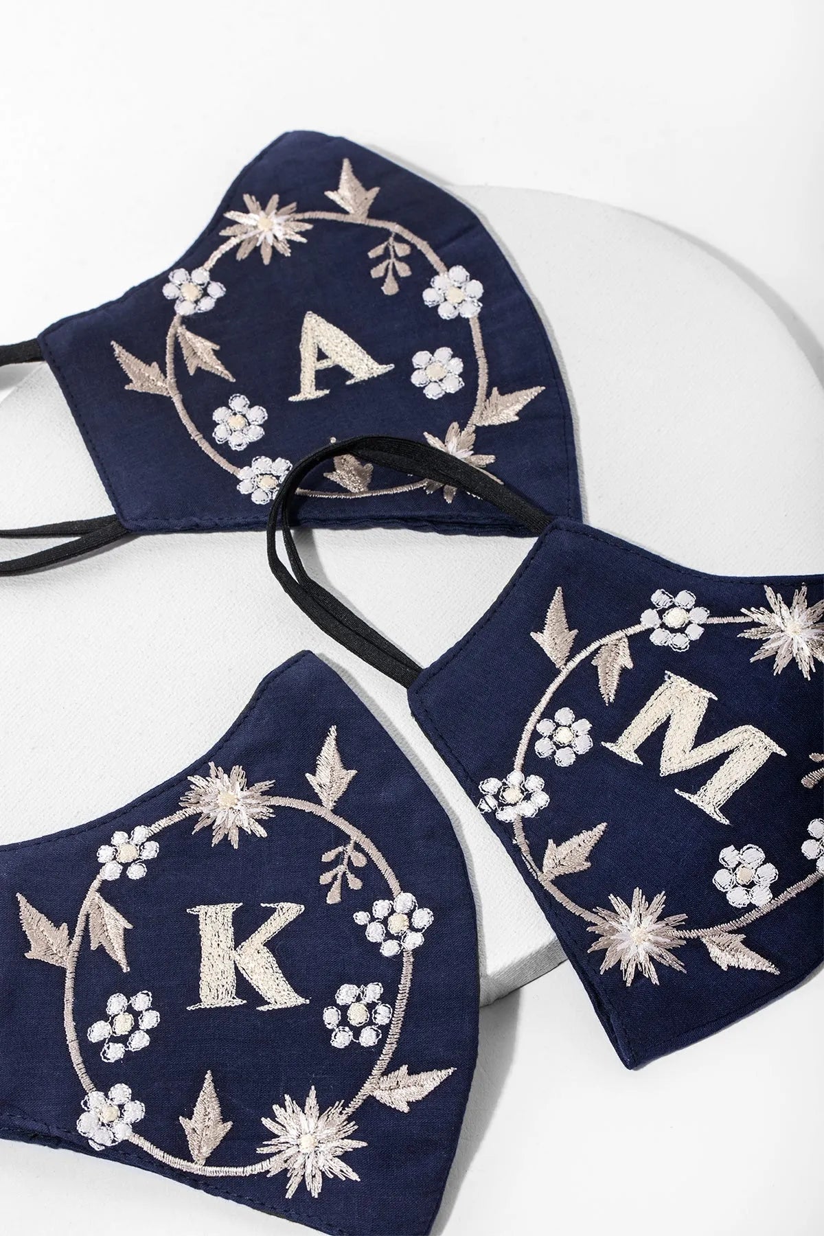 Custom White Embroidered Monogram Face Mask