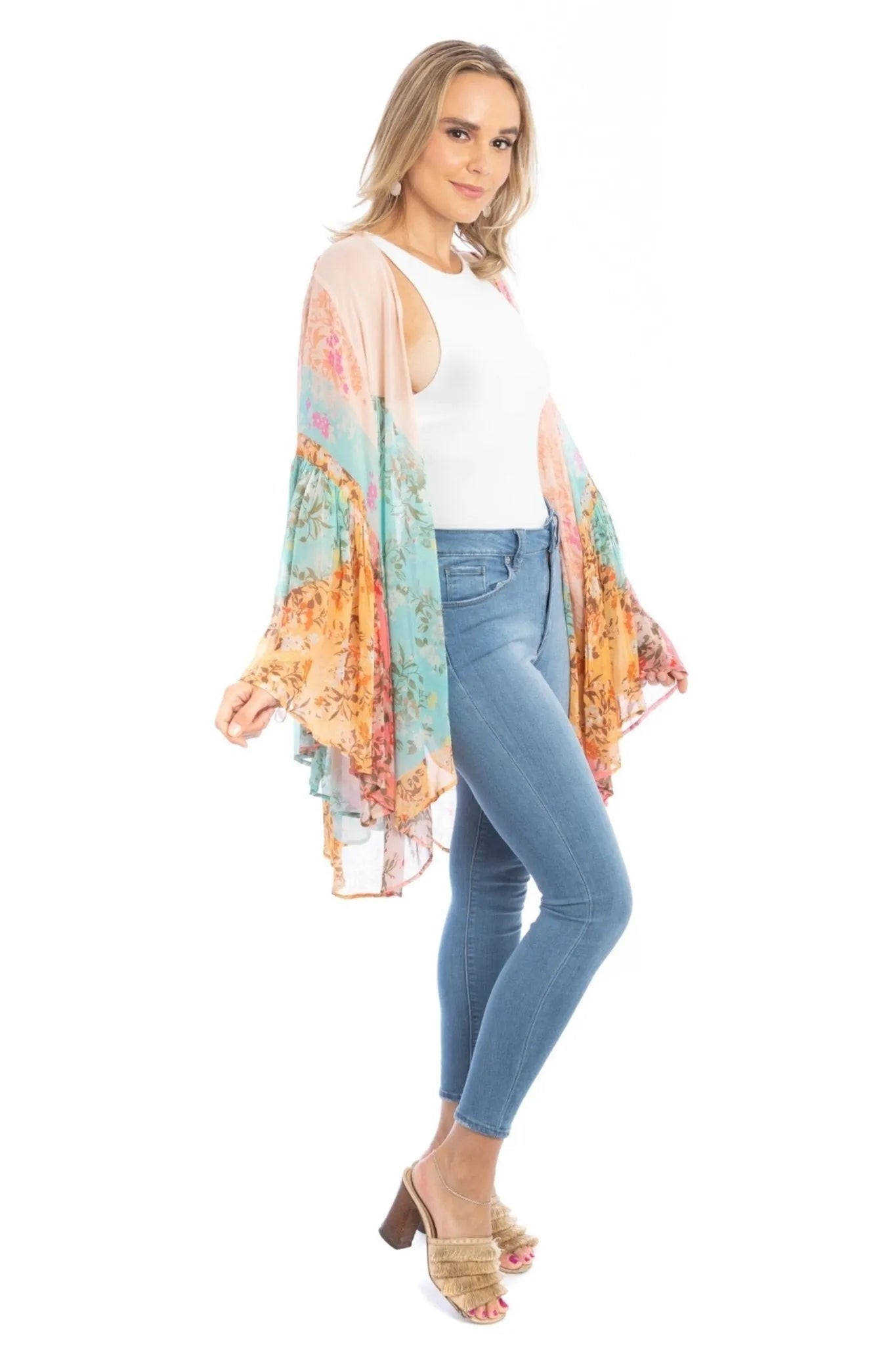 Mystical Garden Ruffle Sleeve Kimono