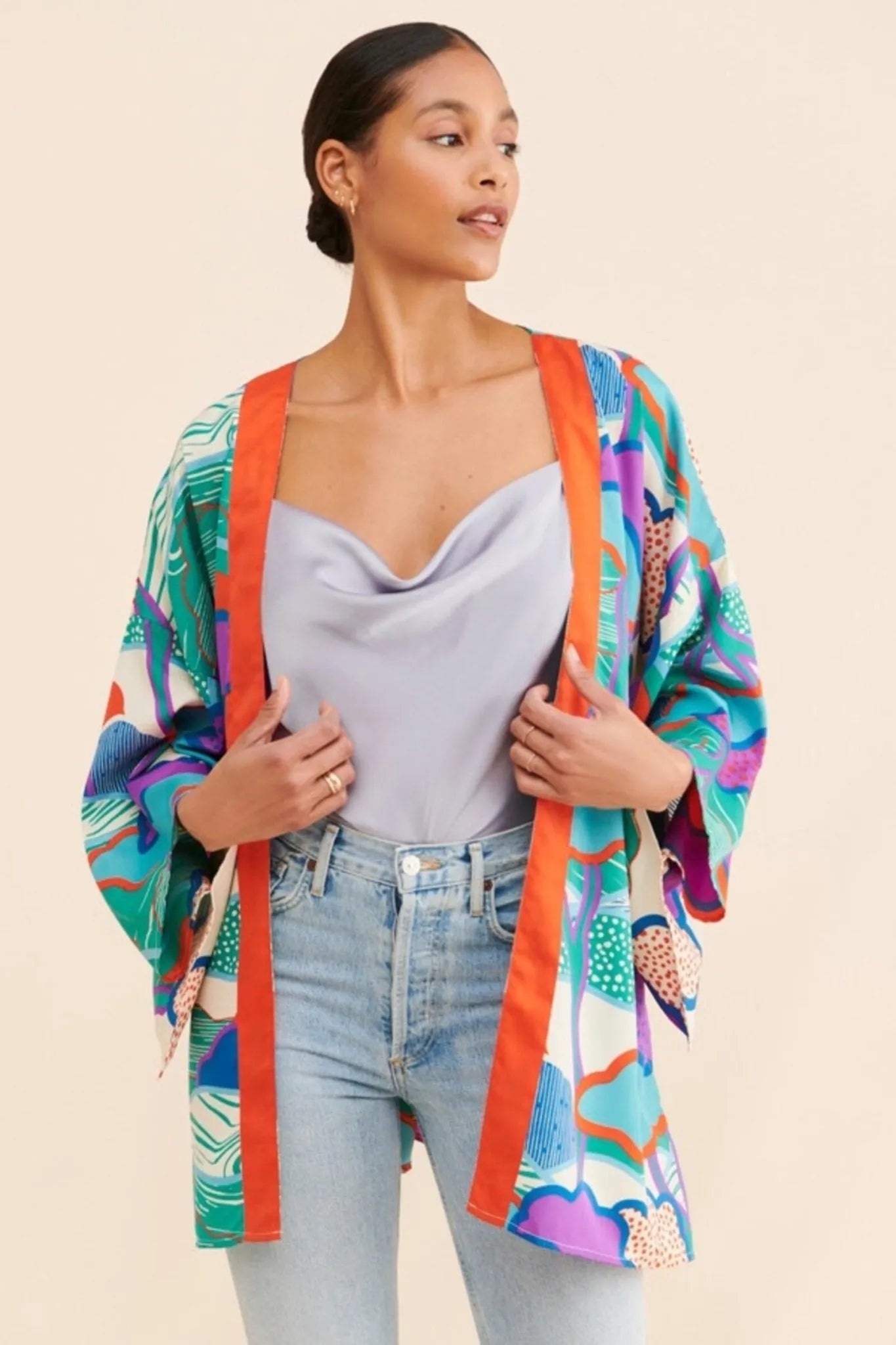 Graphic Garden Kimono Multi Color