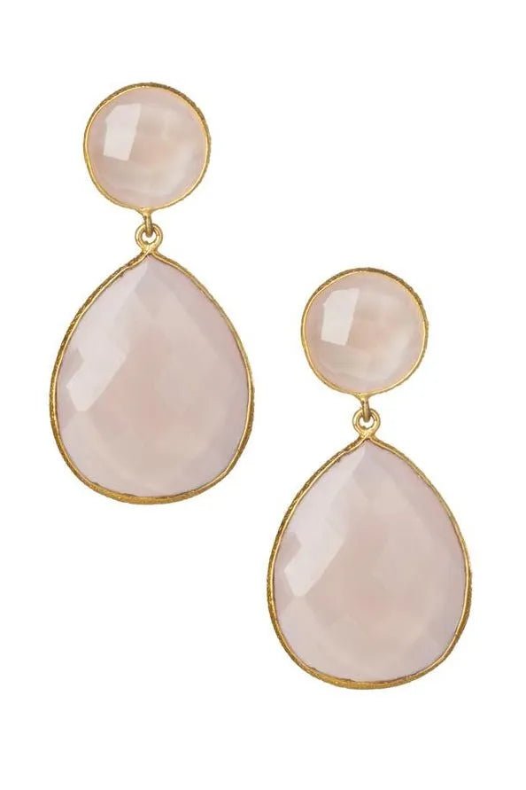 Double Drop Genuine Gemstone Earrings