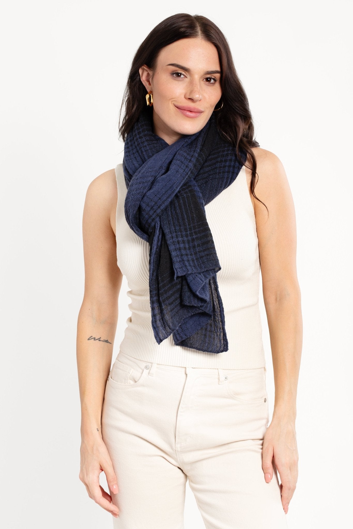 Faded Two Toned Plaid Scarf