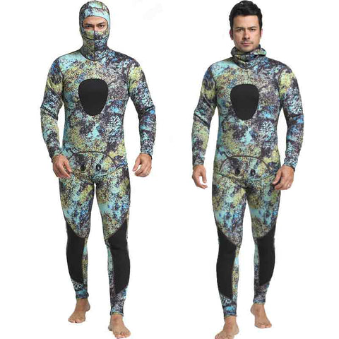 MYLEDI Hooded Men's 3mm 2-Piece Closed Cell Reef Camo Wetsuit