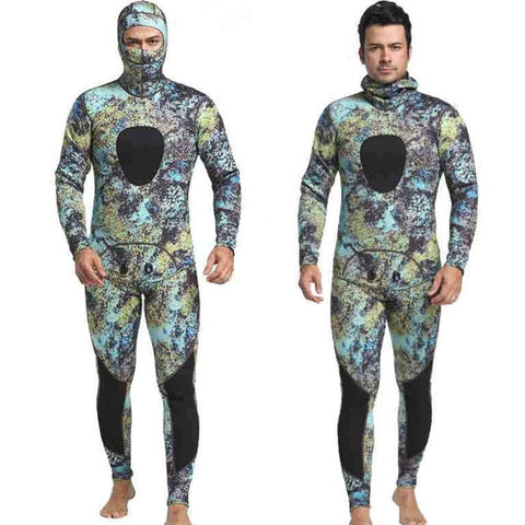 MYLEDI Hooded Men's 3mm 2-Piece Closed Cell Reef Camo Wetsuit 