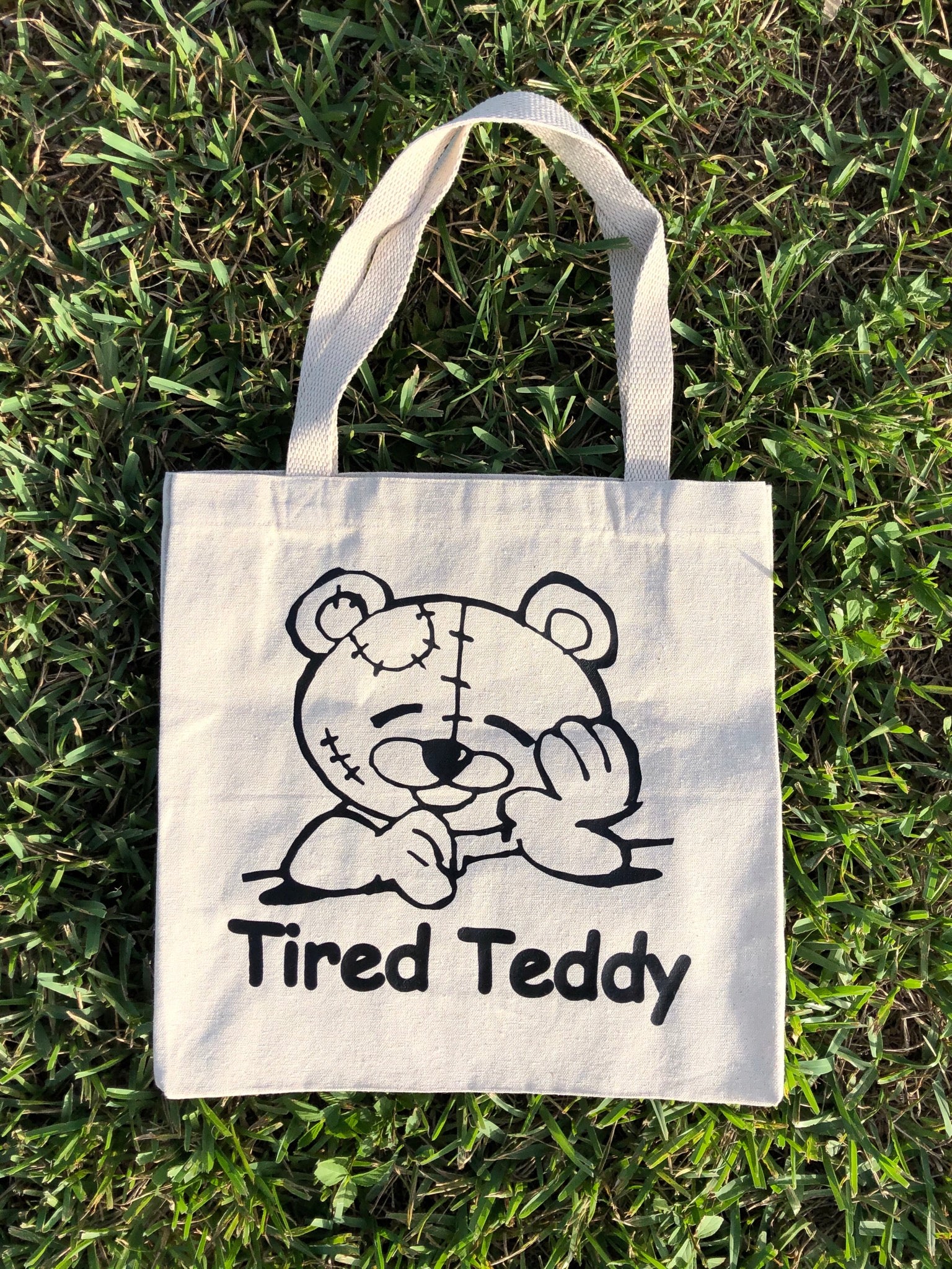 Tired Teddy Tote Bag – squarerootzstore