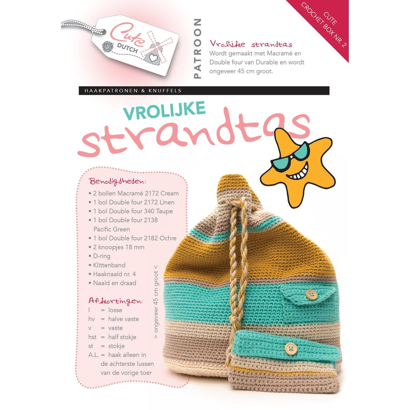 Verdorie Arrangement Vijf Cute Crochet Box nr. 2 - Patroonboekje Vrolijke Strandtas | CuteDutch