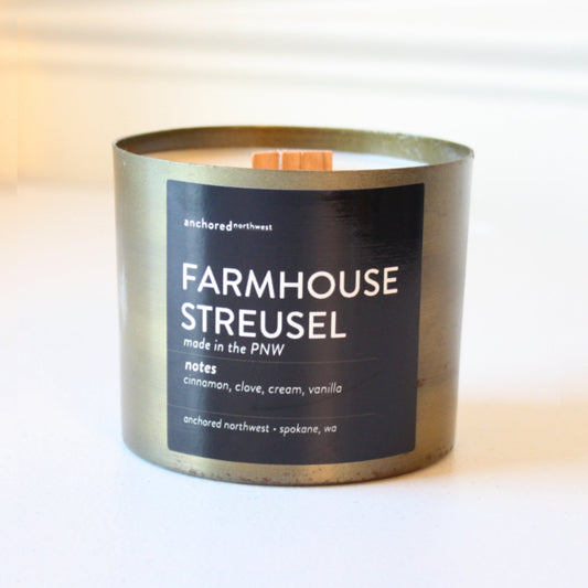 Galvanized Wood Wick Soy Candle - Farmhouse Streusel – HeritageHome