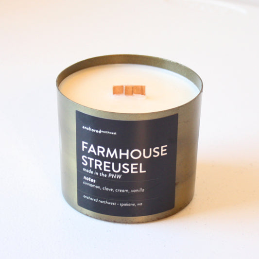 Galvanized Wood Wick Soy Candle - Farmhouse Streusel – HeritageHome