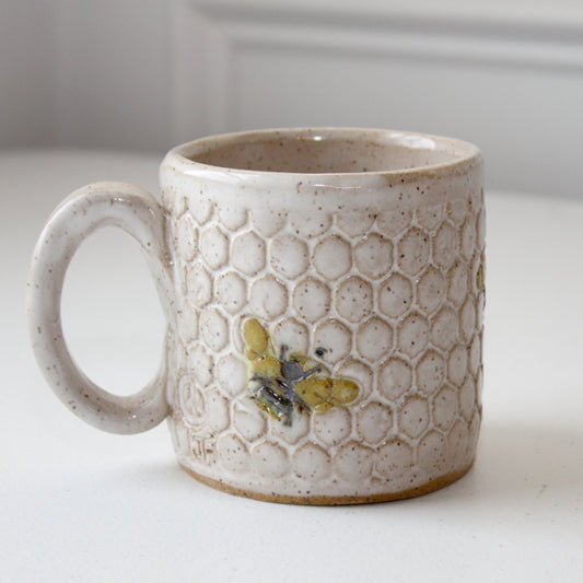 Coffee Cup Pottery Handmade, Honeycomb Cup, Bee Pottery Cup, Large