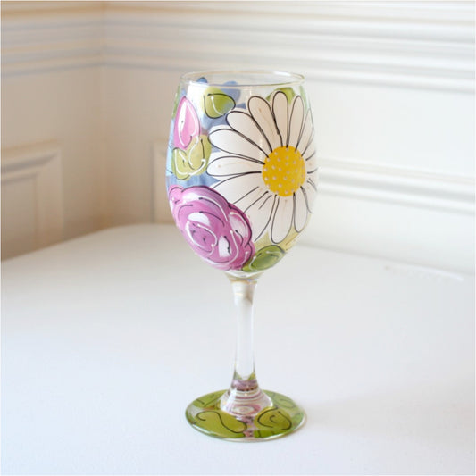 Hand Painted Wine Glasses - Julia's Floral