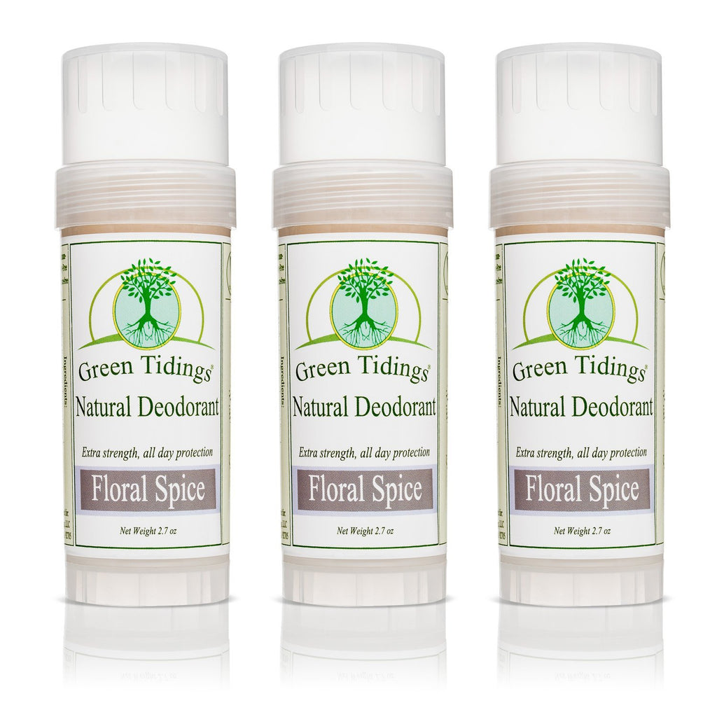 Green Tidings Natural Deodorant- Floral Spice, Ounces 3 PACK OFF
