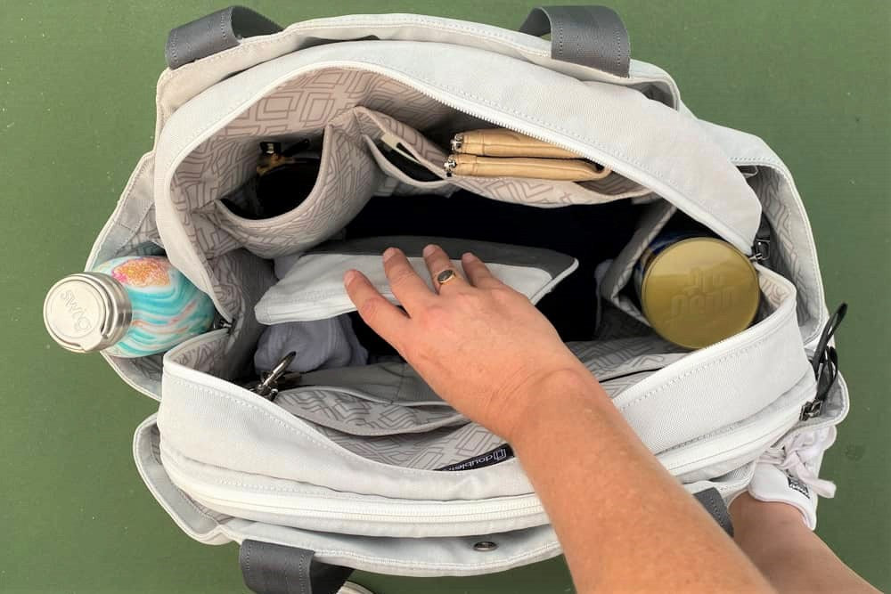 A well designed Doubletake tennis bag keeps everything organized