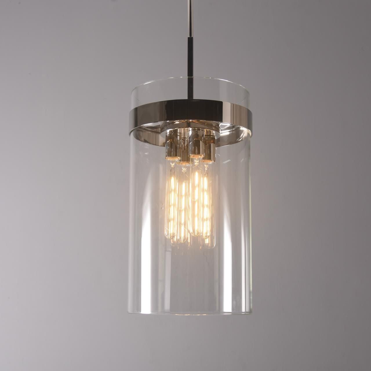 large glass cylinder pendant light