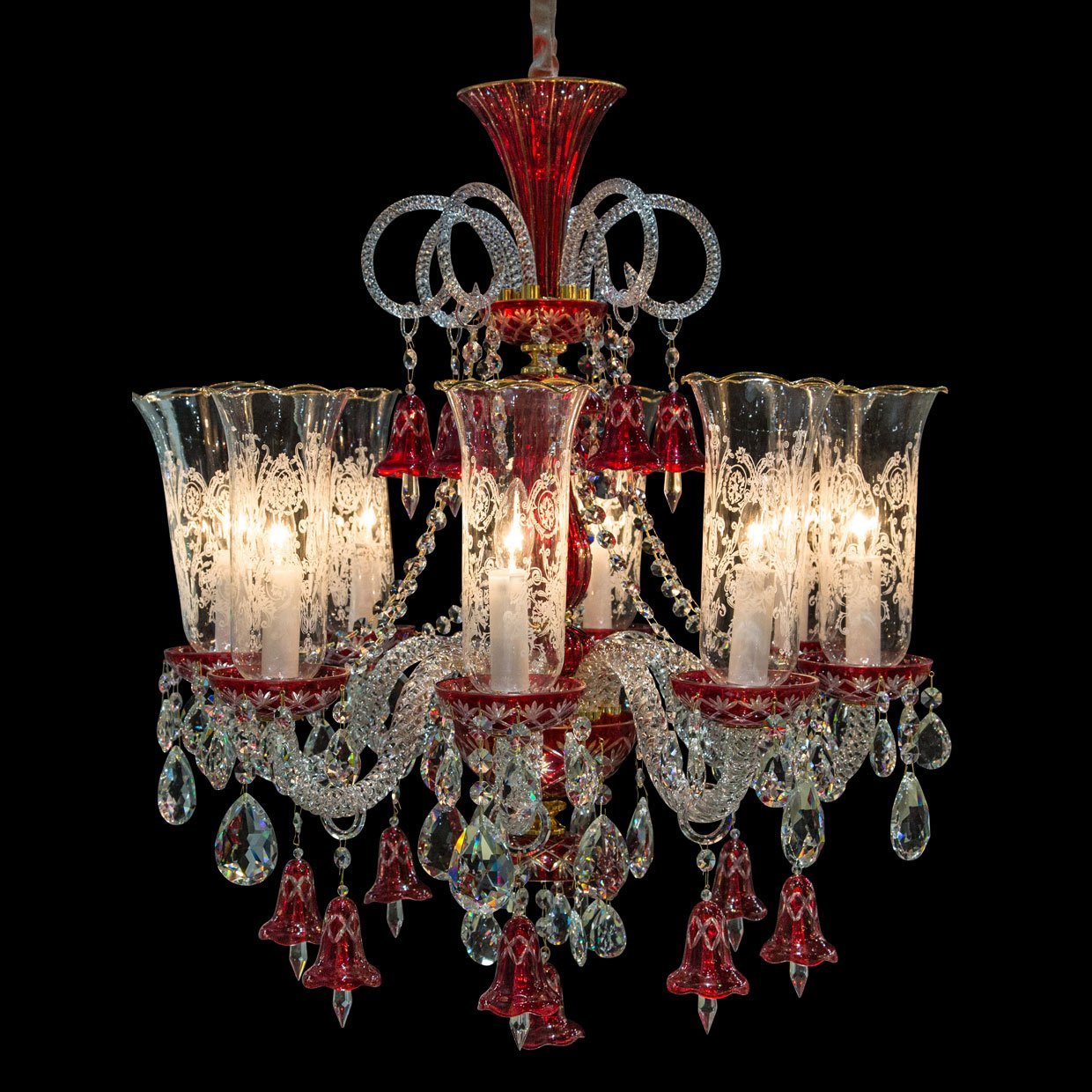 antique red glass chandelier