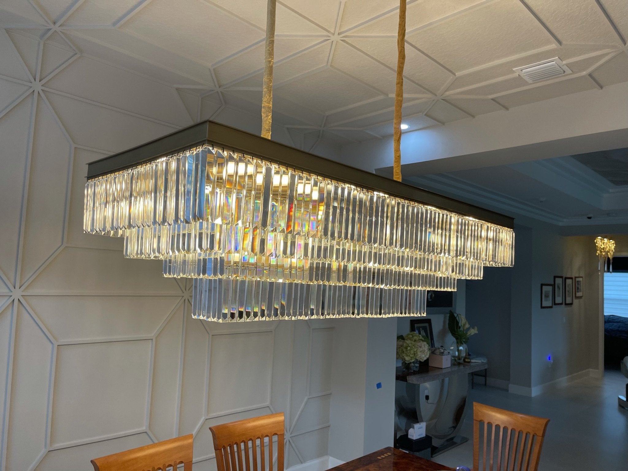 small rectangular chandelier