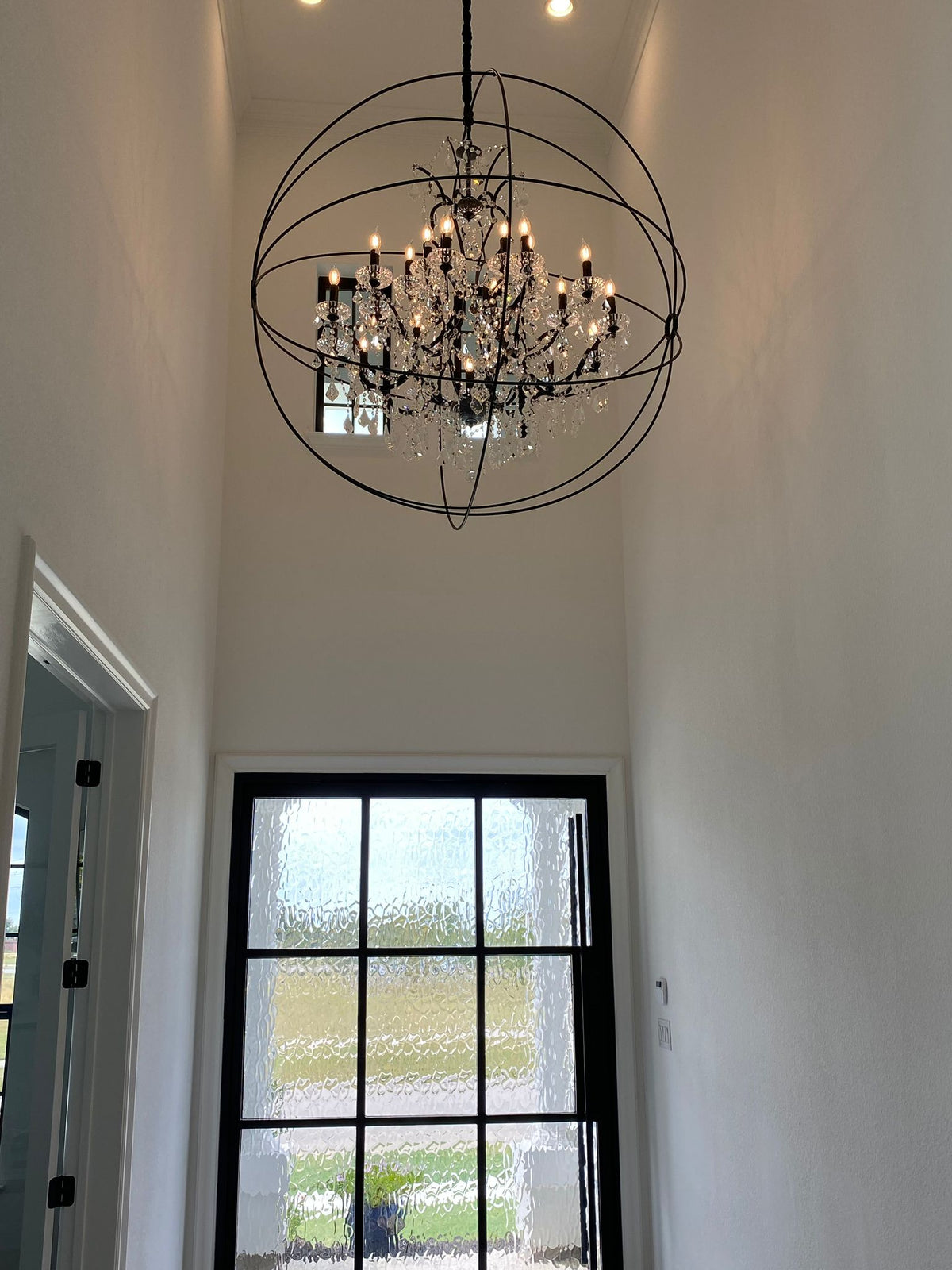 iron orb crystal chandelier