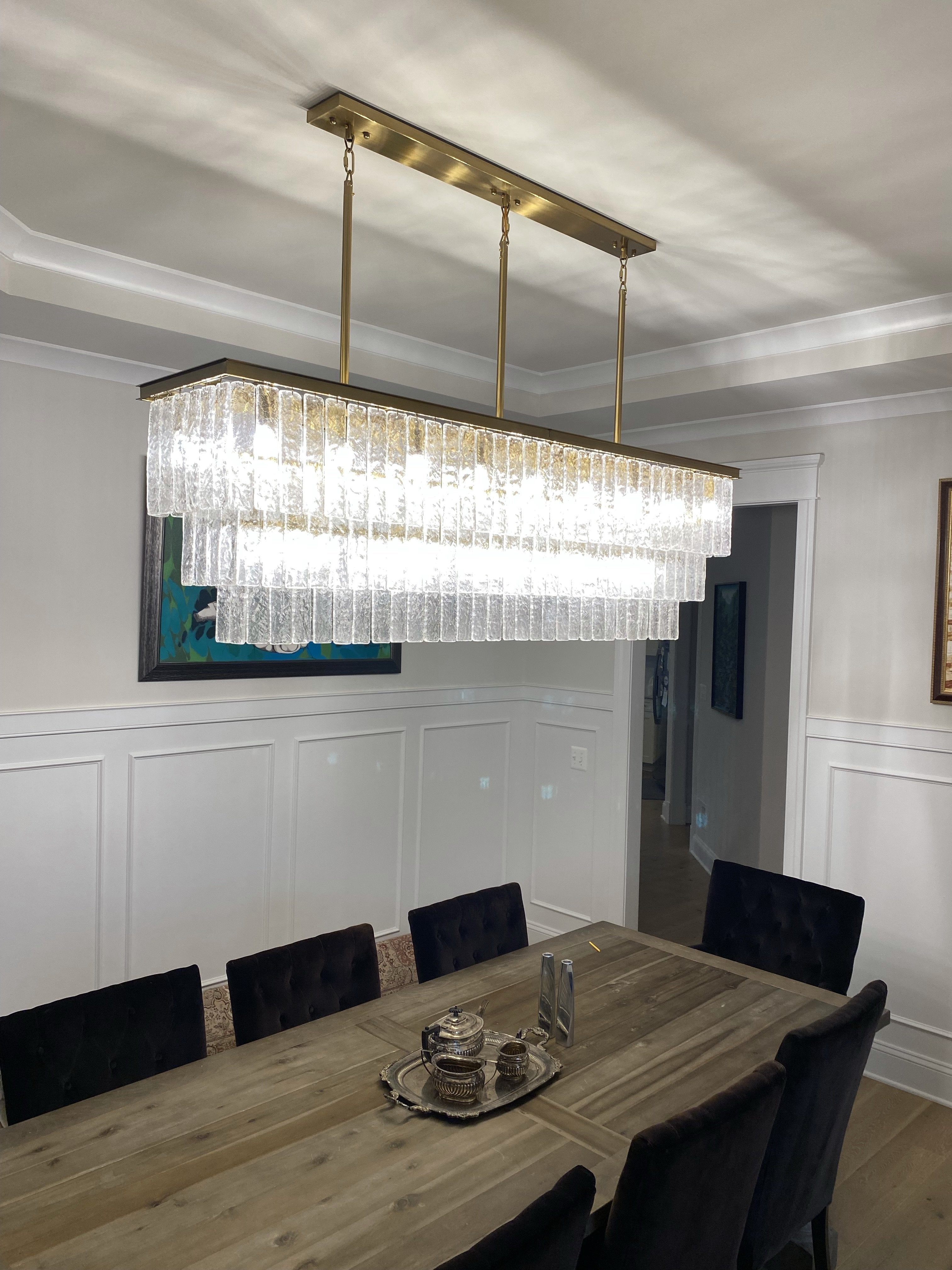 small rectangular chandelier