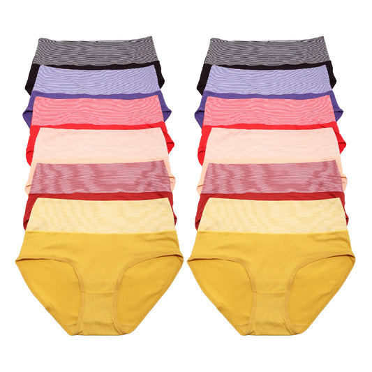 Angelina Dozen-Pack Cotton Briefs with Stripe and Polka Dot Pattern,  1349_Small at  Women's Clothing store: Briefs Underwear