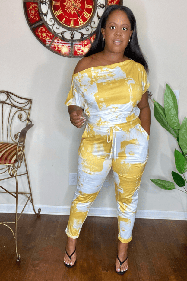 lee monet Jumpsuits & Rompers Jen Off The Shoulder Tie Dye Print ...