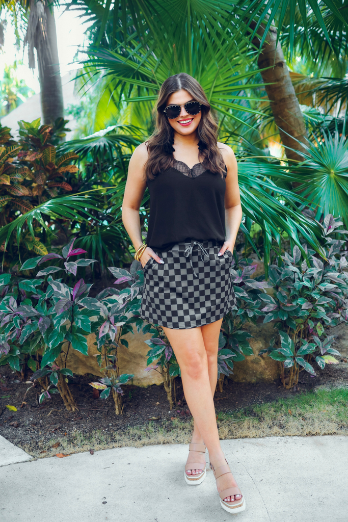 Checked Out Checkered Skort [PRE-ORDER 3/15/2024] – Black Swan Boutique