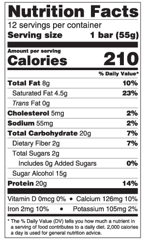 Nutritional facts label