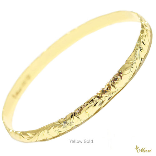 14K Gold] 6mm Open Bangle Bracelet/ Barrel *Made-to-order*TRDSP 14