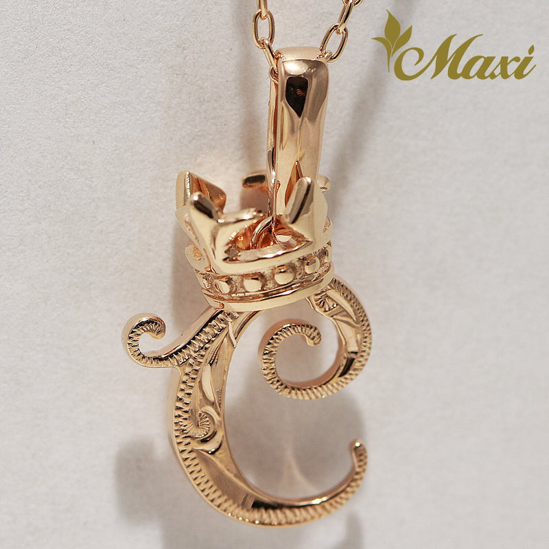 gold initial pendant with crown