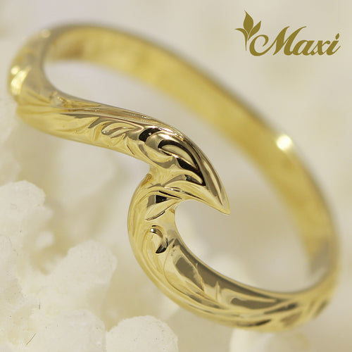 14K Gold] 2mm Kohola Whale Tail Ring*Made to Order*(TRD-R) 14金