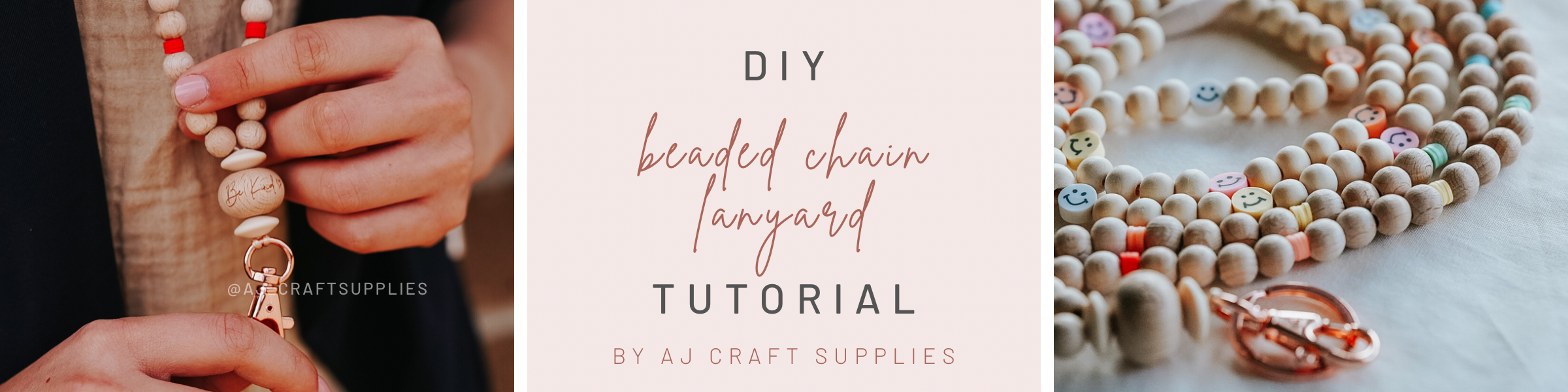 DIY Wooden Bead Beaded Chain Lanyard Tutorial - AJ Craft Supplies