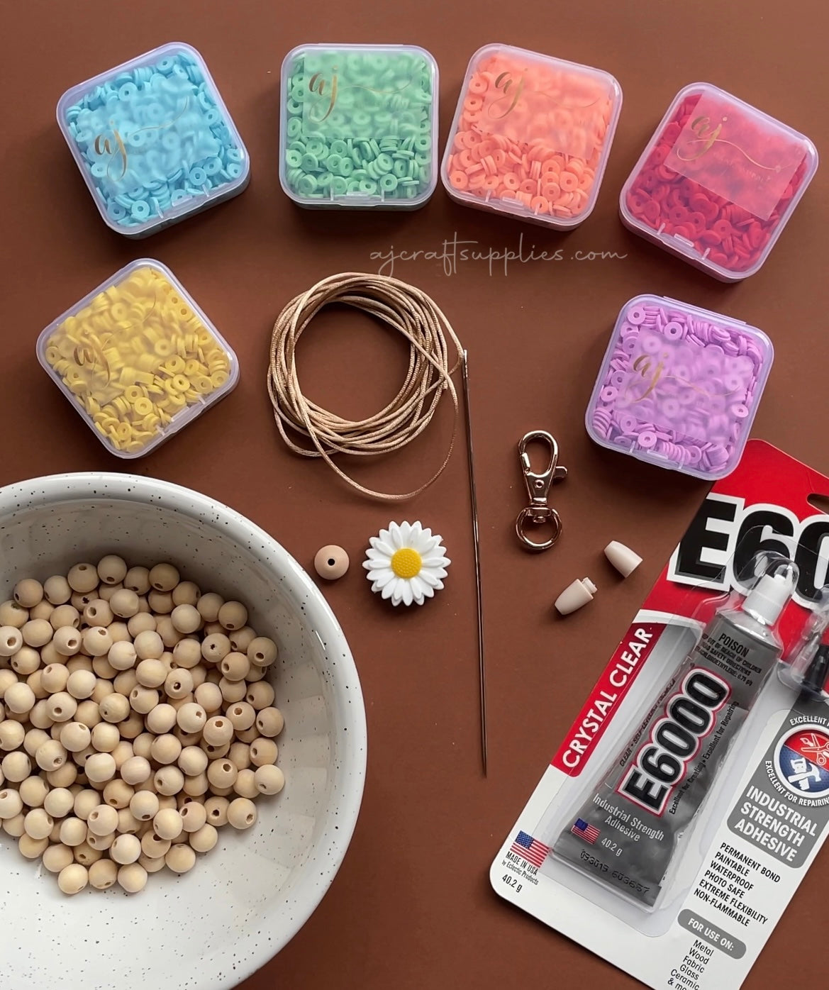 DIY tutorial beaded chain lanyard with clay and wood beads