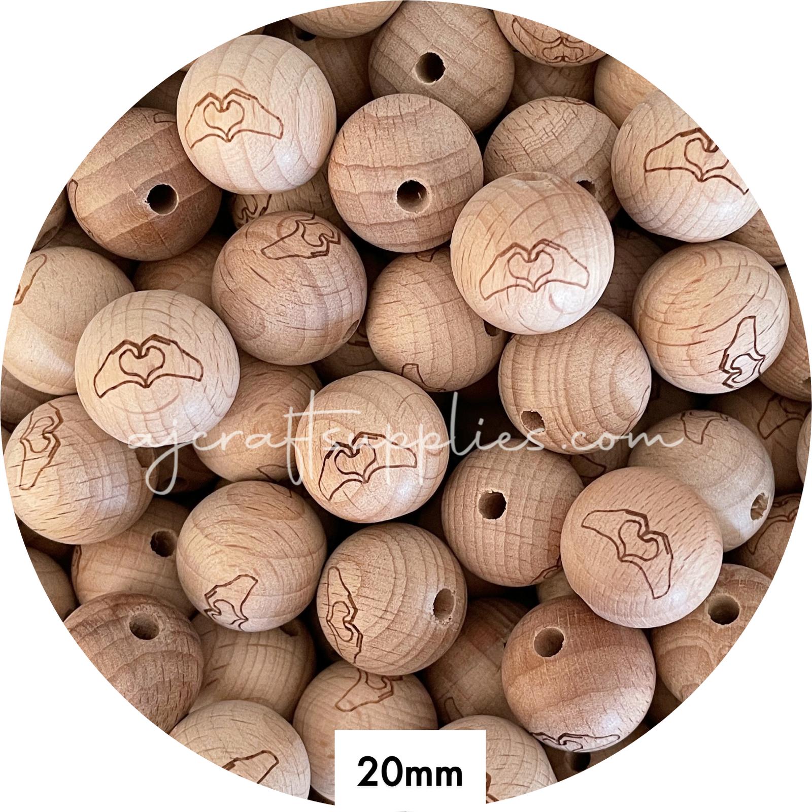 Large Hole Natural Wood Engraved Beads (Choose your Design) - 20mm - 5 - AJ  Craft Supplies