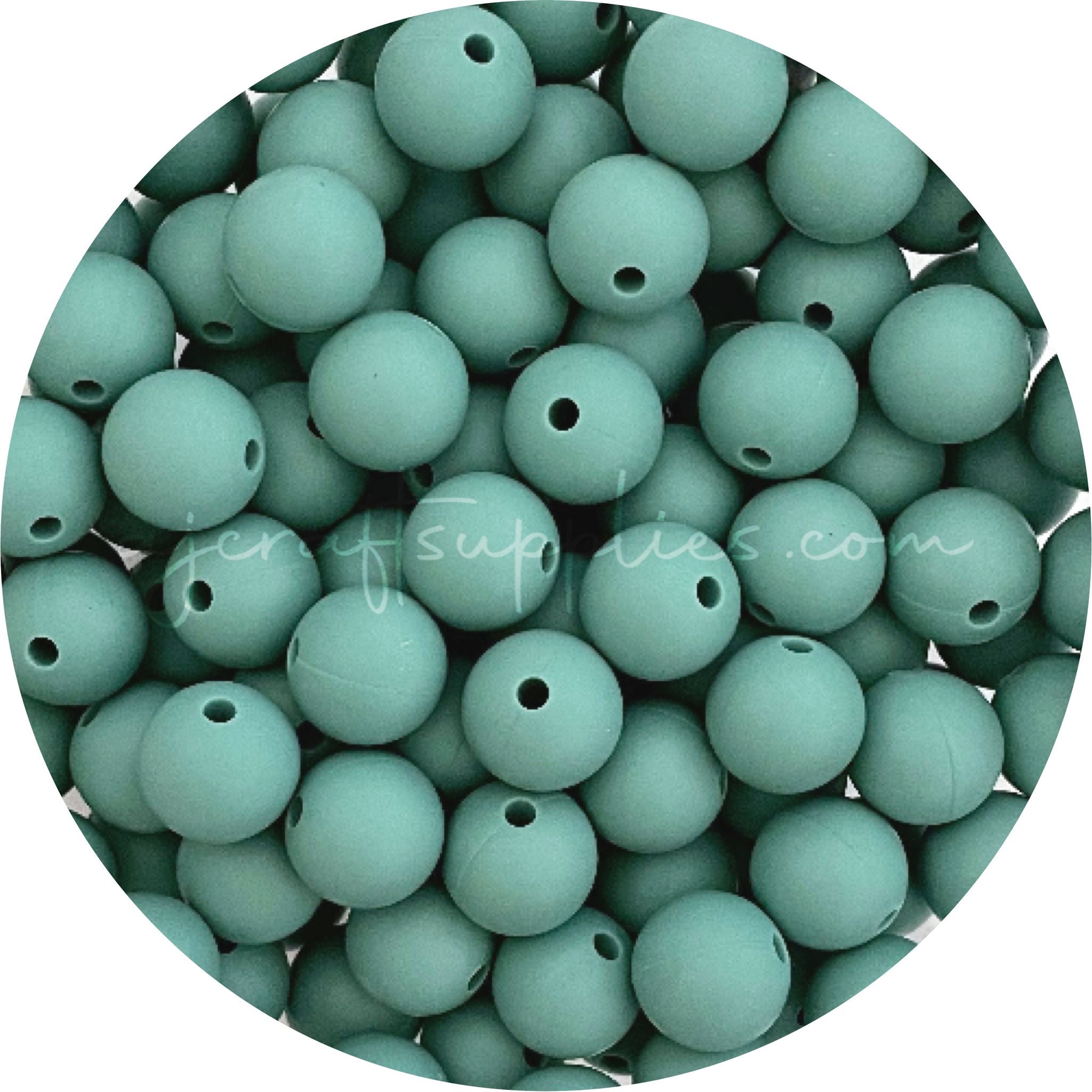 Ether Green 12mm Round Silicone Beads 10 Beads Aj Craft Supplies