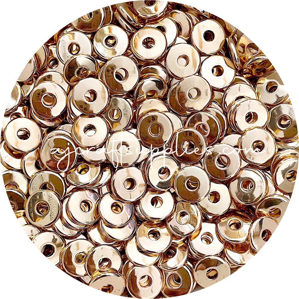 50pc 3x2.5mm Brass Seamless Round Spacer Beads, Rose Gold