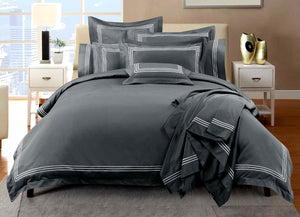 Hotel Luxe 1000tc 100 Cotton Sateen Charcoal Quilt Duvet Cover