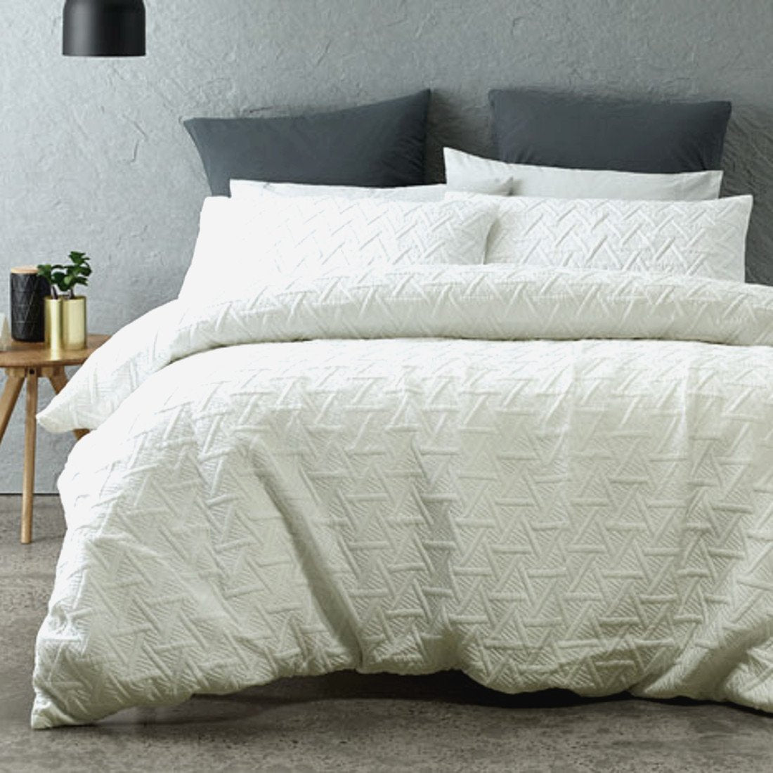 Bowen White Quilted Effect Quilt Duvet Cover Set My Linen Corner