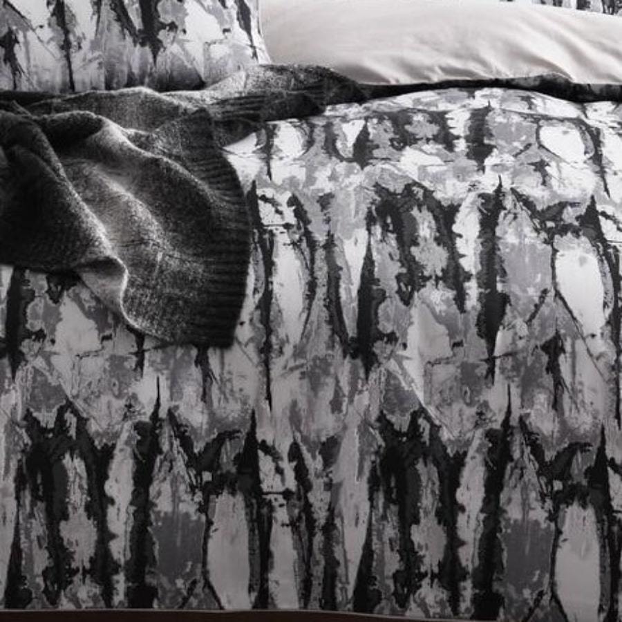 Marble Jacquard Black Quilt Duvet Cover Set My Linen Corner