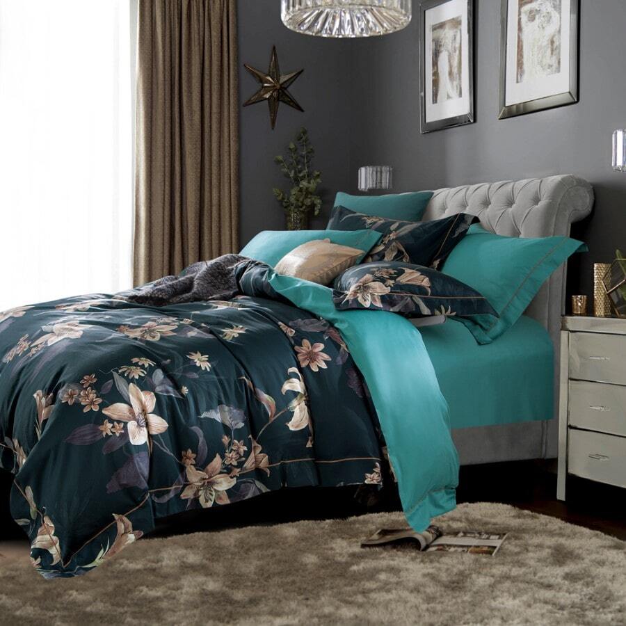 Patina Dark Teal Quilt Cover Set My Linen Corner