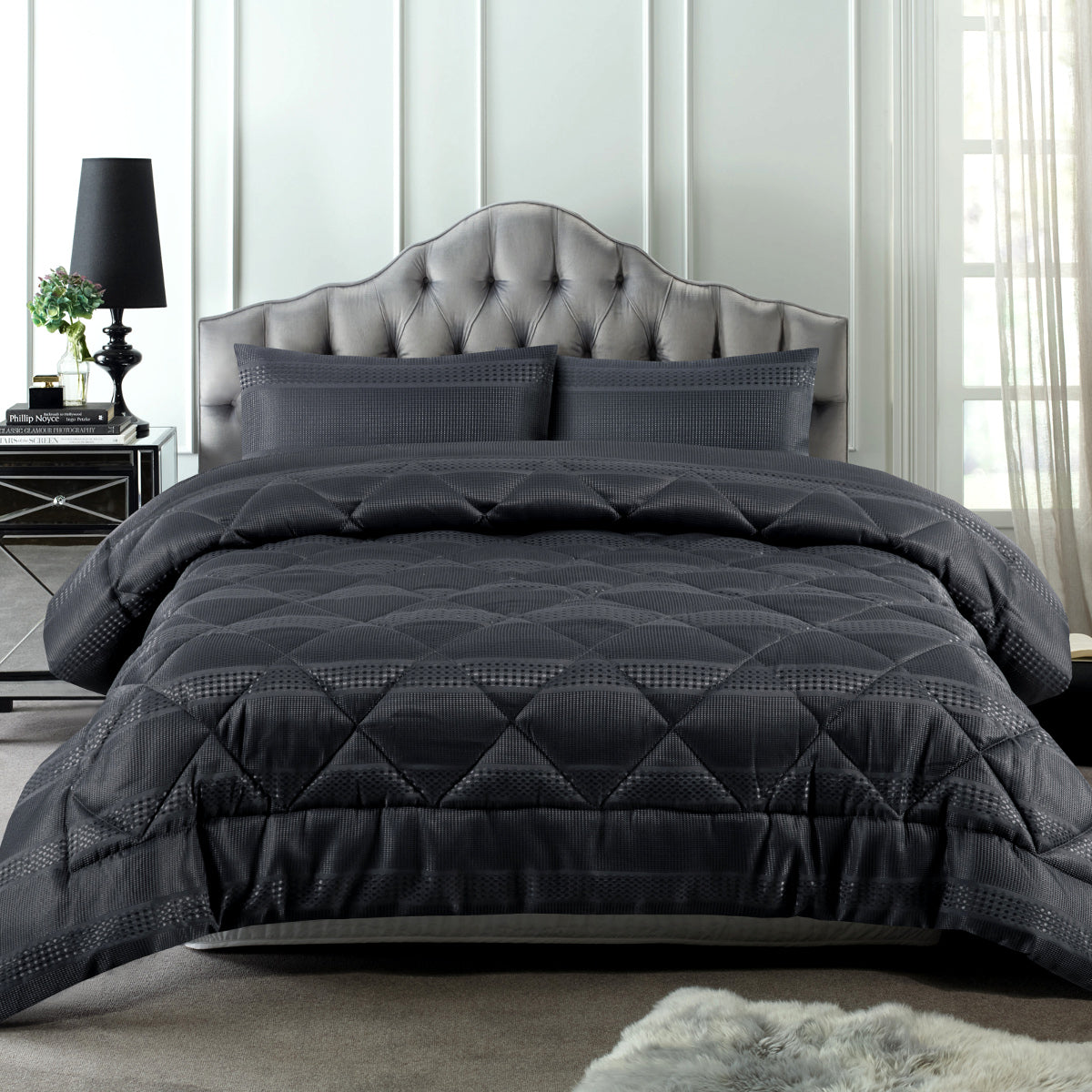 Waffle Slate Comforter Set 3 Piece My Linen Corner