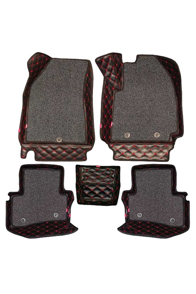 5d Car Floor Mat Black And Red Set Of 5 Elegant Auto Retail