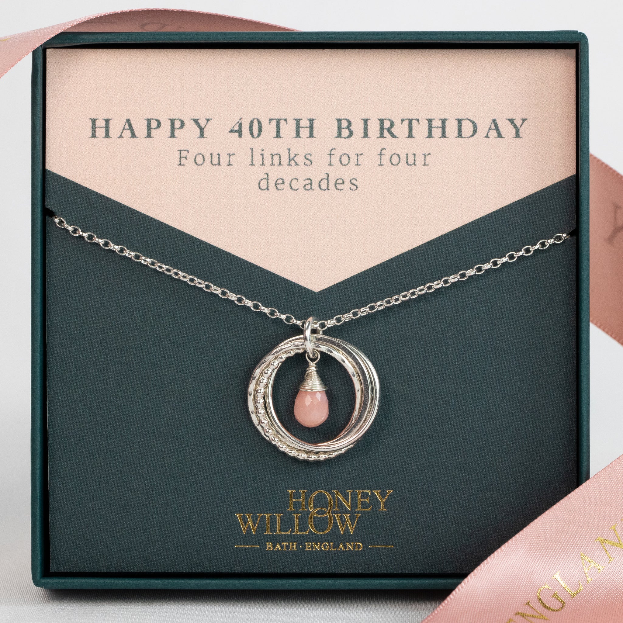 Buy Personalised 40th Birthday Necklace With Birthstone, 40th Birthday  Gifts for Her, 4 Rings for 4 Decades Engraved Jewelry Online in India - Etsy