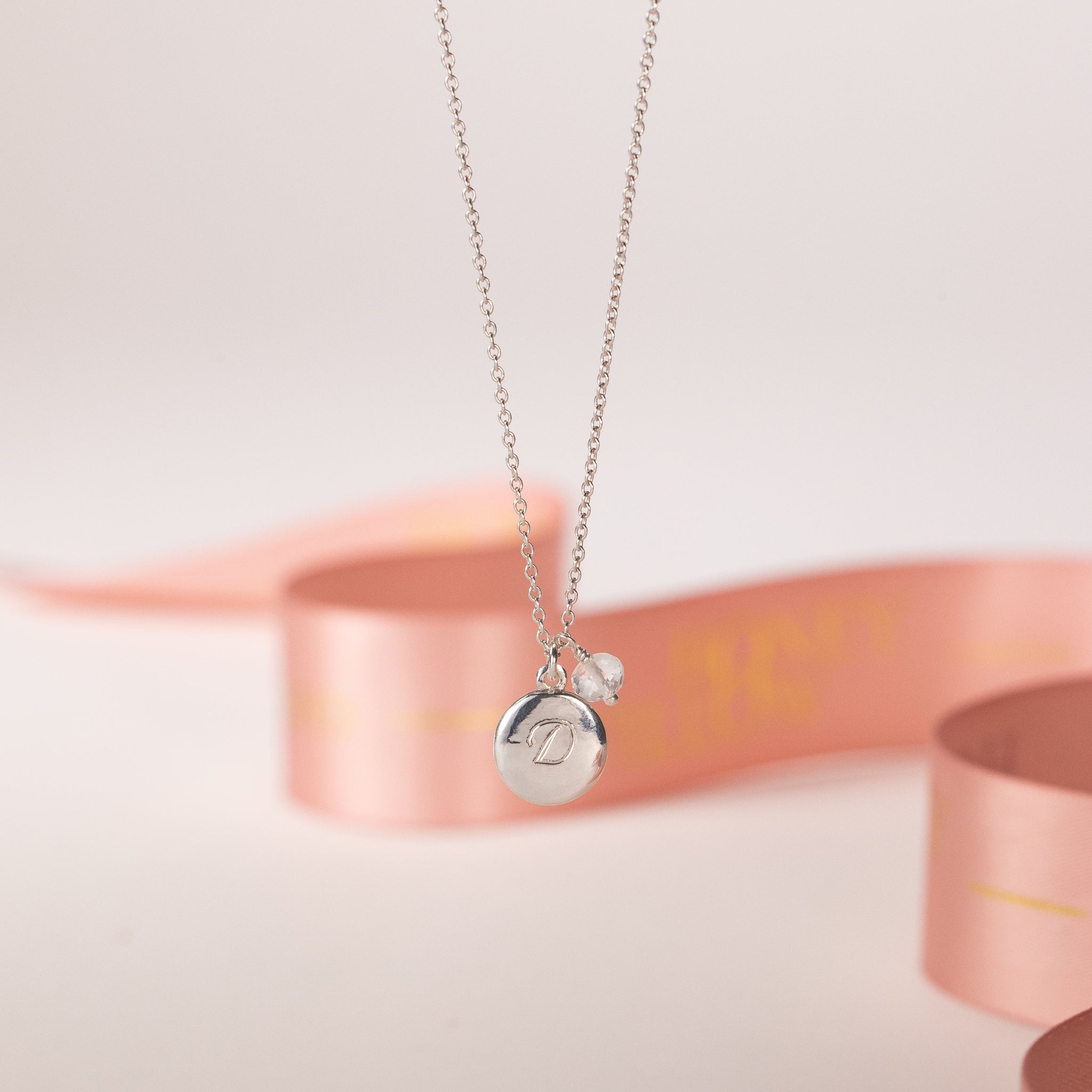 Personalised April Birthstone Necklace - Rock Crystal - Silver - Honey Willow product image