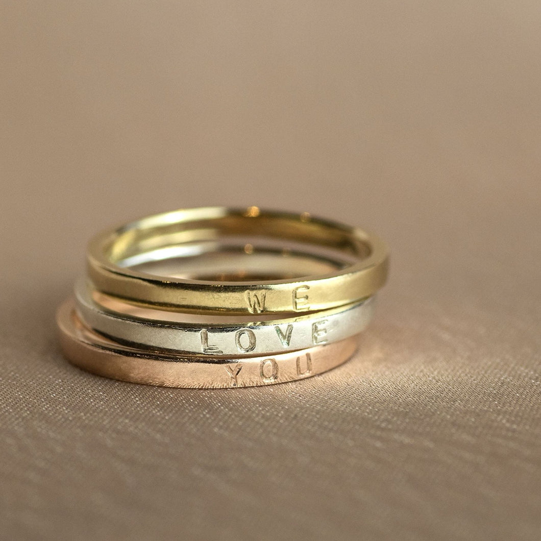 9kt Gold Personalised Rings Stack – Honey Willow - handmade jewellery