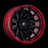 Fuel Off-Road FC403 BURN 22x12 Wheels - Matte Black with Candy Red Lip - 6x139.7 Bolt Pattern -44 Offset 10mm Center Bore