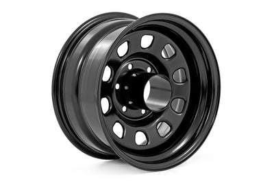 Rough Country 15x8 Steel Wheel - Black 5x5.5 Bolt Pattern -19mm Offset Off-Road Truck Rim
