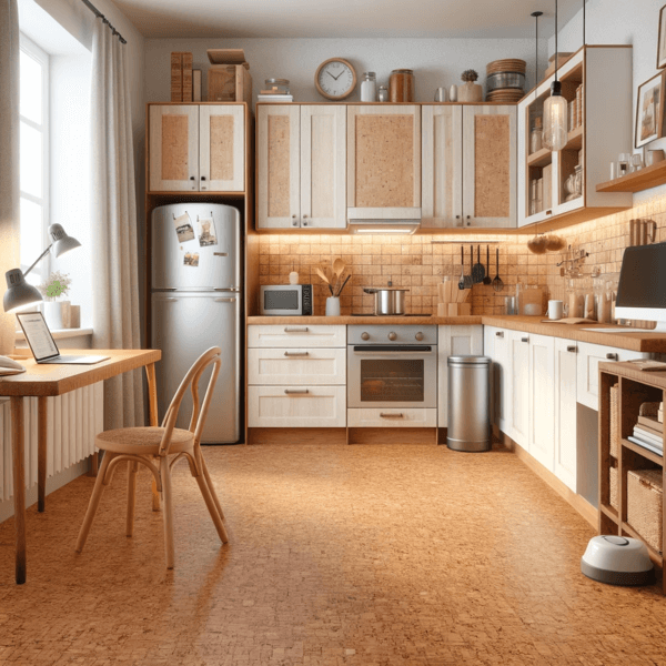 cork flooring in a kitchen